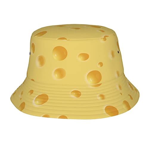 Lsjuee Yellow Cheese Pattern Bucket Hat Unisex for Men Women Fashion Fishing Hat Cute Fisherman Cap