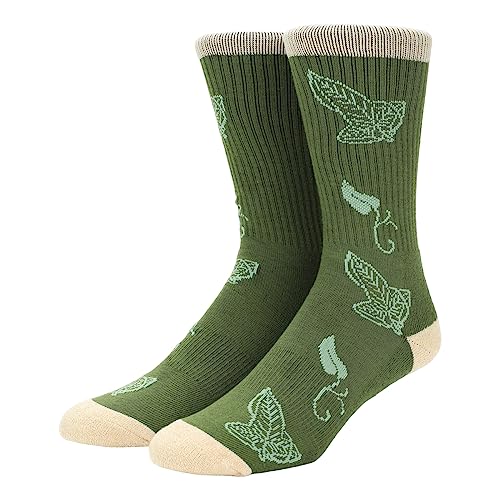 Bioworld Lord Of The Rings Leaves Of Lorien Men's Green Athletic Crew Socks