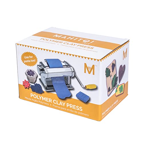 MAHITOI Polymer Clay Press to Flatten, Smooth & Craft Variety of Beads, Sculptures, Magnets, Jewelry, Ornaments Projects with Seven Thickness Options - Table Clamp Included with Handle Side outwards