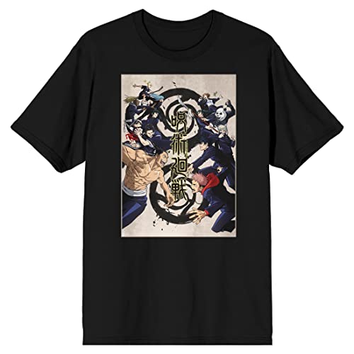 Jujutsu Kaisen Character Poster Art Men's Black T-Shirt - X-Large - Black