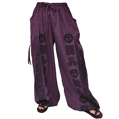 Siamrose Casual Yoga Harem Pants Men Women Lounge Pants 2 Pockets Adjustable Length - One Size - Purple