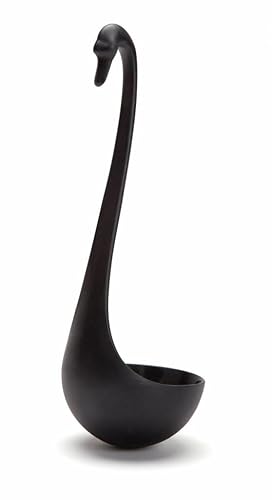 OTOTO Swanky Swan Soup Ladle - Heat Resistant Soup Ladles - Cute Kitchen Accessories, Unique Kitchen Gifts, Fun Cooking Gadgets, Cute gifts (Black) - Black