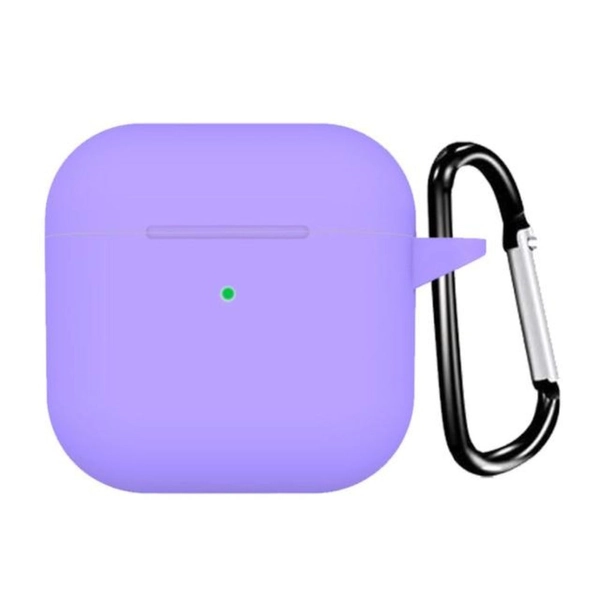 Silicone Waterproof Carry Protective Case for Airpods with Keychain (3 pcs pack) - Purple