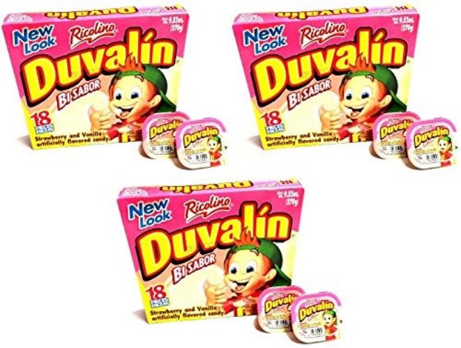 Duvalin Strawberry & Vanilla Mexican Sweet Candy 18 Pcs 9.52oz Pack of 3
