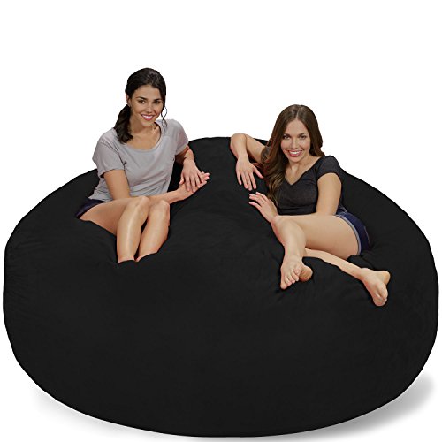 Chill Sack Bean Bag Chair: Giant 7' Memory Foam Furniture Bean Bag - Big Sofa with Soft Micro Fiber Cover - Black Micro Suede - Microsuede -Black - Chair