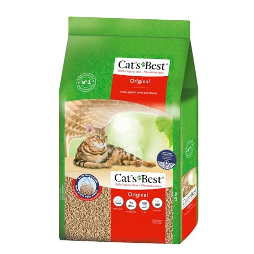 Cat's Best Original Katzenstreu, 100 % pflanzliche Katzen Klumpstreu mit maximaler Saugkraft – bekämpft Gerüche natürlich aktiv, 17,2 kg/40 l - 40l / 17,2 kg