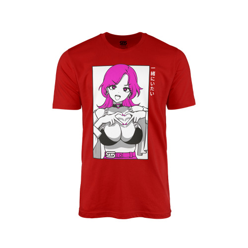 Waifu Shirt S4.2: Lovestruck | M / Red w/ Pink