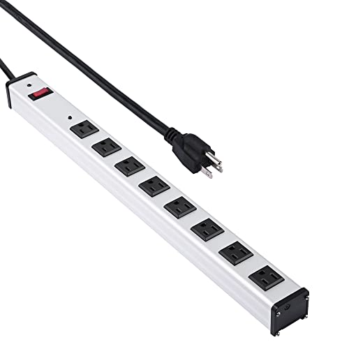 PrimeCables 8-Outlets Long Power Bar with Surge Protector, 5ft Cord and cUL Certification - 125V/15A Heavy Duty Power Strip