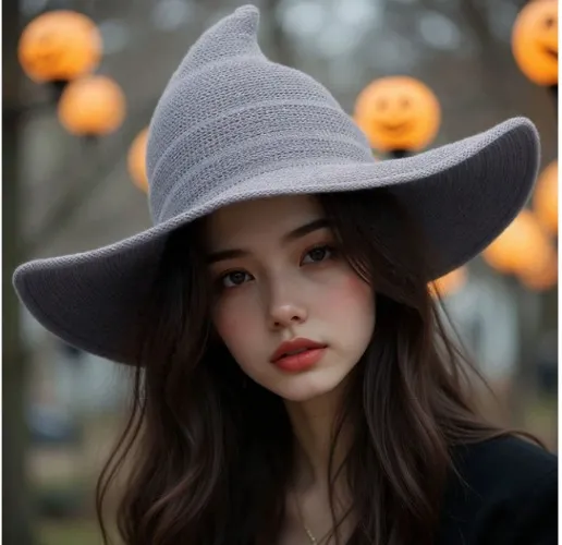 Knitted Witch Hat - Dark Grey