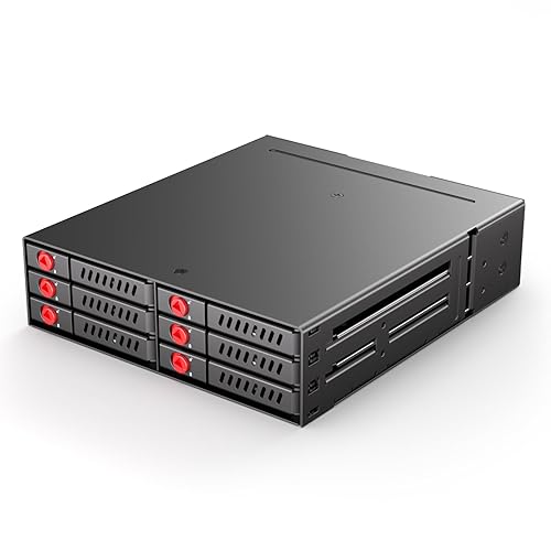 READYXIO 6 Bay SAS/Sata HDD & SSD Hot Swap Cage, 6 Bay Hard Drive Dock for 5.25” Enclosure, 6 Bay Hard Drive Station with Colling Fans - 6bay hard driver