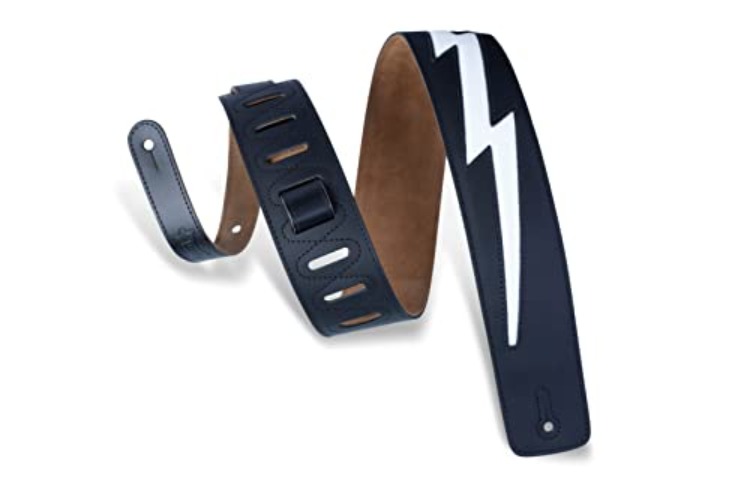 Levy's Leathers DM2-BLK 2.5" Leather with Leather Bolt, Black - Black