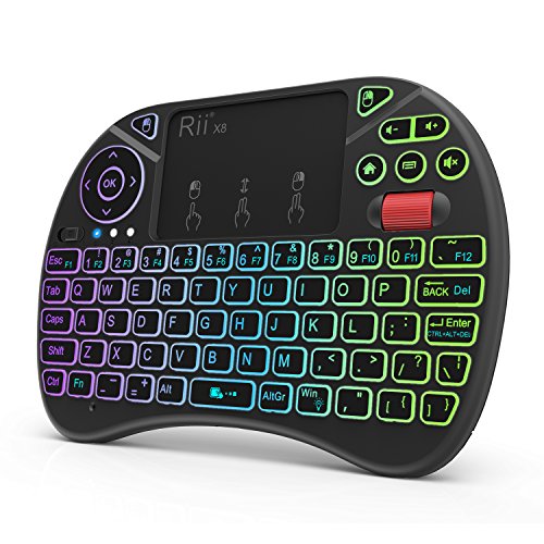 Rii X8 Mini Keyboard,2.4GHz Portable Wireless Keyboard with Touchpad Mouse,RGB Backlit,Rechargeable Battery for Android TV Box/Mac/PC/Nvidia Shield - X8