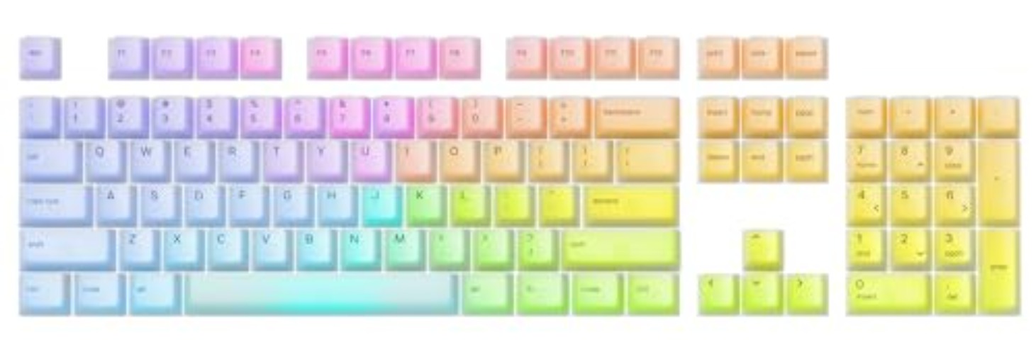 Glorious Polychroma Keycaps: Clear for RGB Shine Through for Mechanical Gaming Keyboards, 115 Keys, Translucent Cherry Profile