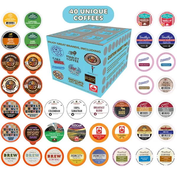 Crazy Cups Coffee Variety Sampler Pack, 40-Count