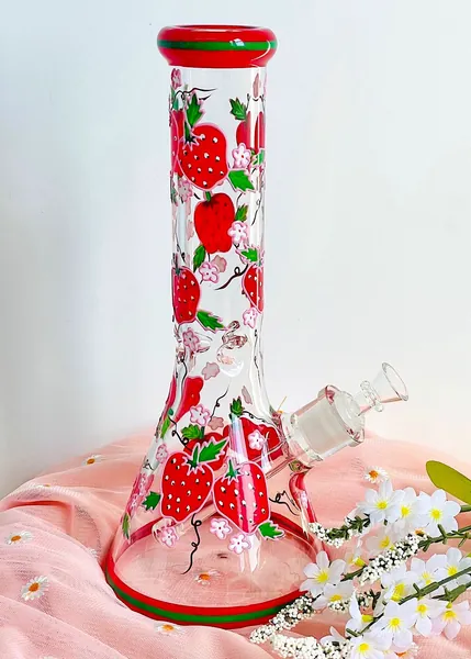 HAND PAINTED STRAWBERRY BONG