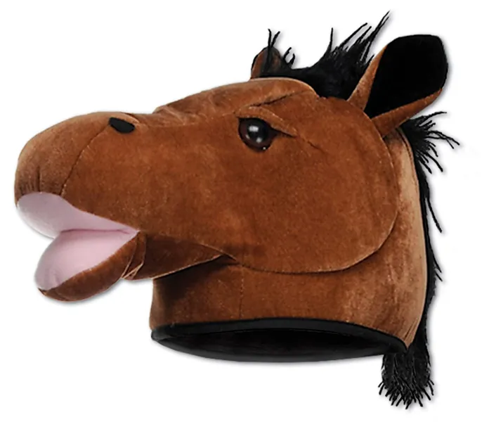 Plush Horse Head Hat Party Accessory (1 count) (1/Pkg) - 1 Piece
