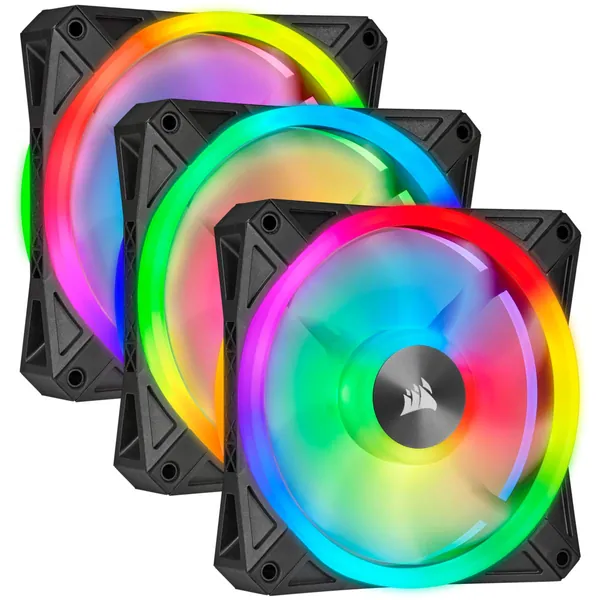 CORSAIR QL Series, QL120 RGB, 120mm RGB LED Fan, Triple Pack with Lighting Node Core - QL120 Triple
