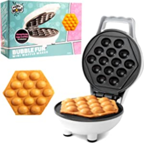 Bubble Mini Waffle Maker - Make Breakfast Special w/ Tiny Hong Kong Egg Style Design, 4" Individual Waffler Iron, Electric Non Stick Breakfast Appliance for Ice Cream Treat or Desserts, Fun Gift