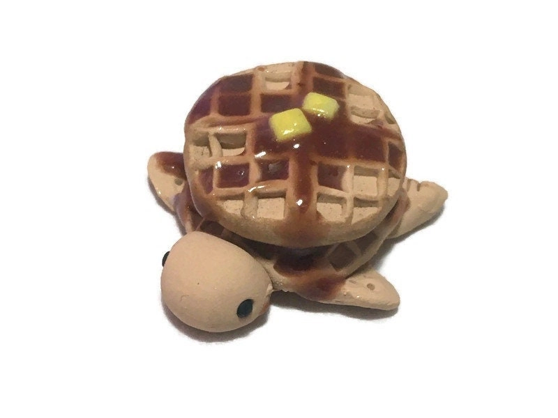 Waffle Stack Polymer Clay Turtle, Chicken and Waffles Polymer Clay Turtle