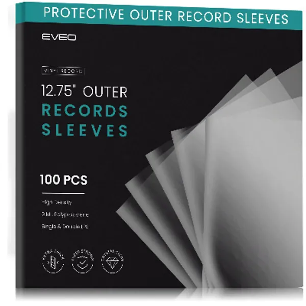 100 Record Sleeves - High Quality  Crystal Clear Protector for Vinyl Records Collections |12.75" x 12.75" Outer Sleeves Record Storage for Single  Double LP Album Covers - Thick Vinyl 3mil