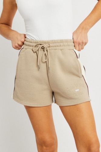 Brown Track Shorts High Rise Elastic Waist | 16