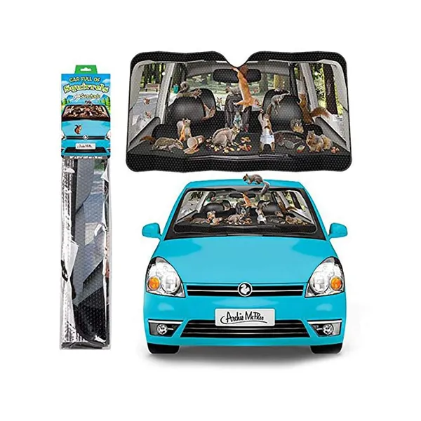 Archie McPhee - Accoutrements Auto Sunshade, Car Full Of Squirrels,One Size