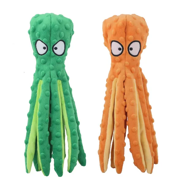 CPYOSN Dog Squeaky Toys Octopus - No Stuffing Crinkle Plush Dog Toys for Puppy Teething, Durable Interactive Dog Chew Toys for Small to Medium Dogs Training and Reduce Boredom, 2 Pack