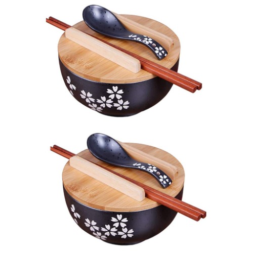 2PCS japanische Schüssel mit Deckel ramen schüssel set ramen bowl mit Deckel und Löffel,asiatisches geschirr