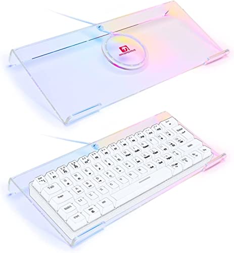 SELORSS Acrylic Computer Keyboard Holder,366 Kinds RGB Compact Keyboard Tray,Gaming Keyboard USB Interface Titled Keyboard Stand Ergonomic Typing,Clear Keyboard Riser for Office Desk,PC,Gaming.