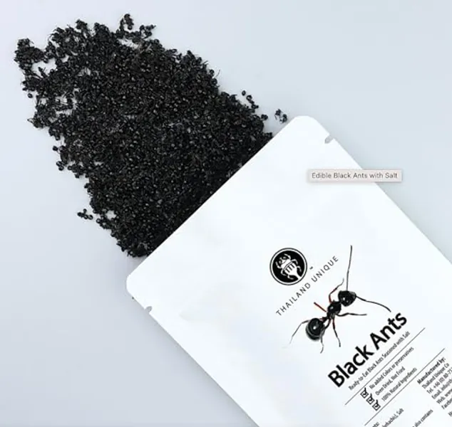 Thailand Unique Black Ants Salted - 5G Bag Edible Insects for Human Consumption, Healthy Superfood Bugs