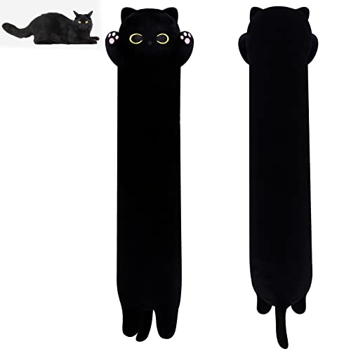 MUFEIRUO Long Cat Plush Long Plush Body Toy, Cute Long Cat Stuffed Animals Soft Long Cat Plushie, Black Cat Plush Kawaii Cartoon Stuffed Cat Toys for Kids Birthday Christmas - Black - 50cm