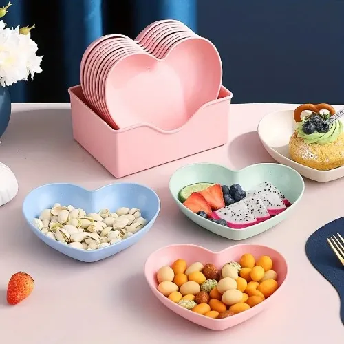 heart shaped snack fruit plate set 