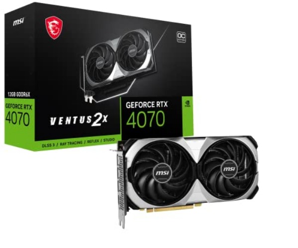 MSI Gaming GeForce RTX 4070 12GB GDRR6X 192-Bit HDMI/DP Nvlink TORX Fan 4.0 Ada Lovelace Architecture Graphics Card (RTX 4070 Ventus 2X 12G OC)