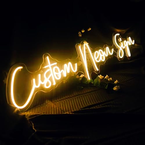 Neonapm Custom Neon Signs - Handmade Aesthetic LED Neon Light Sign for Wedding Backdrop, Home Decor, Business Logo, IP65/IP67 Waterproof Outdoor Led Sign (Optional 10" to 60") - A-Standard Fonts