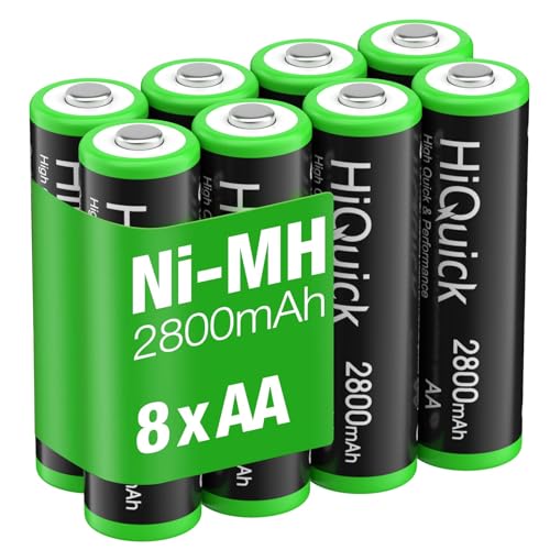 HiQuick 2800mAh AA Rechargeable Batteries High Capacity Performance, Per-Charged 1.2V AA Batteries Pack of 8 - AA 8Pack