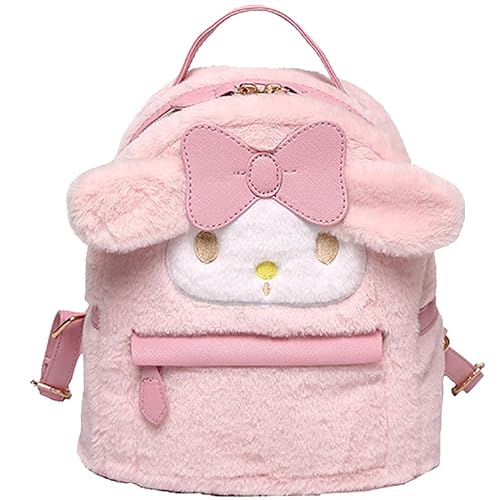 ACCENE Cute Small Furry Plush Backpack Cute Girl Bag My Melody Furry Bag Leisure Daily Backpack Schoolbag Bookbag Pink, Pink, 4.72 x 9.05 x 9.45 inches, Casual - Pink