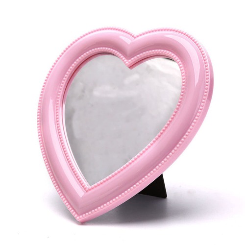 BinaryABC Heart Makeup Mirror Cosmetic Mirror Wall Desktop Mirror Bedroom Mirror,Valentines Day Gift(Light Pink) - Light Pink