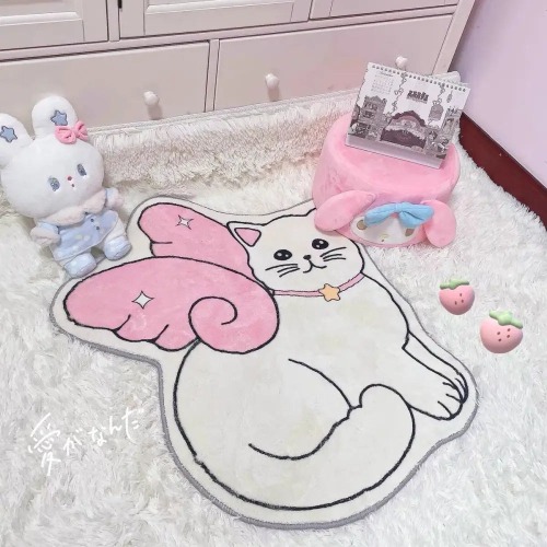 Kawaii Angelic Kitten Floor Mat for Bedroom and Bathroom Decor - 60CM x 90CM