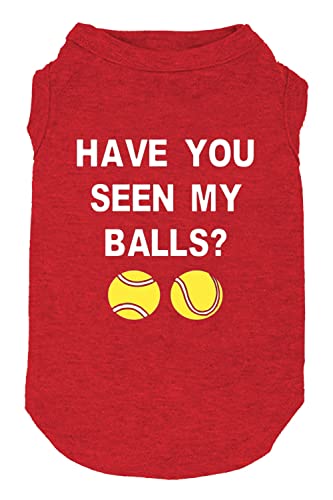 Have You Seen My Ball Dog Funny Clothes Shirts Print Vest for Small Large Dog T Shirts Puppy Apparel (X-Large, Red01) - X-Large - Red01