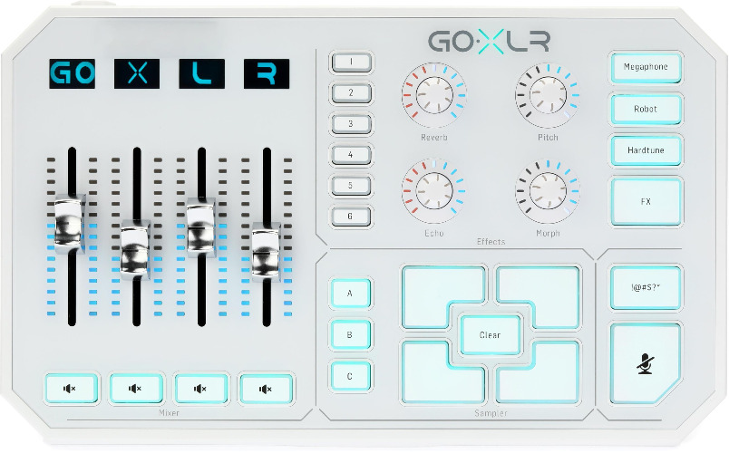 TC-Helicon GoXLR 4-channel USB Streaming Mixer with Voice FX and Sampler - White