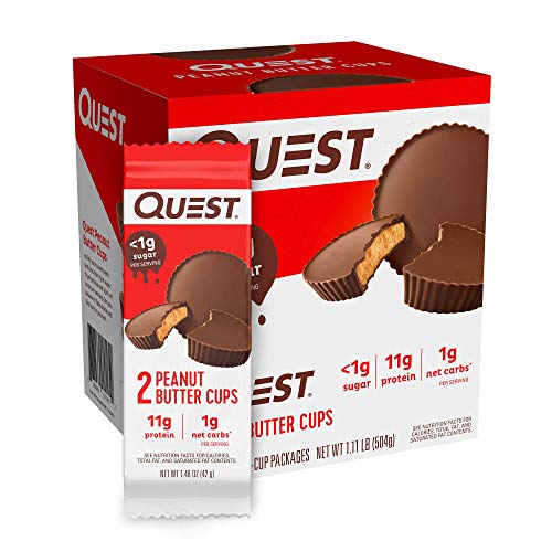 Quest Nutrition High Protein Low Carb, Gluten Free, Keto Friendly, Peanut Butter Cups, 12 Count (Pack of 1) (total- 17.76 Ounce) - Peanut Butter - 12 Count
