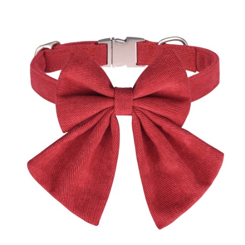 Yiwong Grote hondenhalsband, kattenhalsband van polyester-katoen met afneembare strik, halsband met gesp van legering, geschikt voor kleine en middelgrote katten en honden