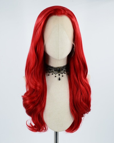 Red Wavy Synthetic Lace Front Wig WW310 | Default Title