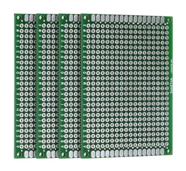 LampVPath (Pack of 4) PCB Prototype Board, Double Sided PCB Proto Board for DIY Solder Breadboard, 5cm X 7cm(1.969" X 2.756") Universal Printed Circuit Board