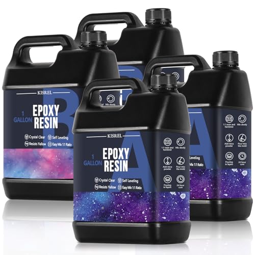 KISREL Epoxy Resin 4Gallon - Crystal Clear Epoxy Resin Kit - No Yellowing No Bubble Art Resin Casting Resin for Art Crafts, Jewelry Making, Wood & Resin Molds - 4 Gallon