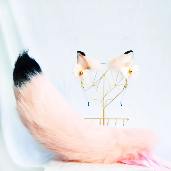 Pink Kitsun Ear With Bows, Cat ears, cosplay cat ears,  Pet play, Fairy Ears, Cute Ears,  fake ears, kitten ears, realistic cat ear