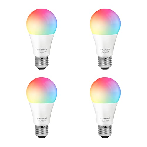 SYLVANIA Wifi LED Smart Light Bulb, 60W Equivalent Full Color and Tunable White A19, Dimmable, Compatible with Alexa and Google Home Only - 4 Pack (75674) - Wifi (A19) - Full Color