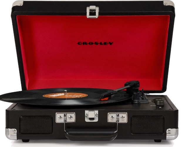Crosley CR8005D-BK Cruiser Deluxe Vintage 3-Speed Bluetooth Suitcase Turntable, Midnight - Bluetooth In Midnight