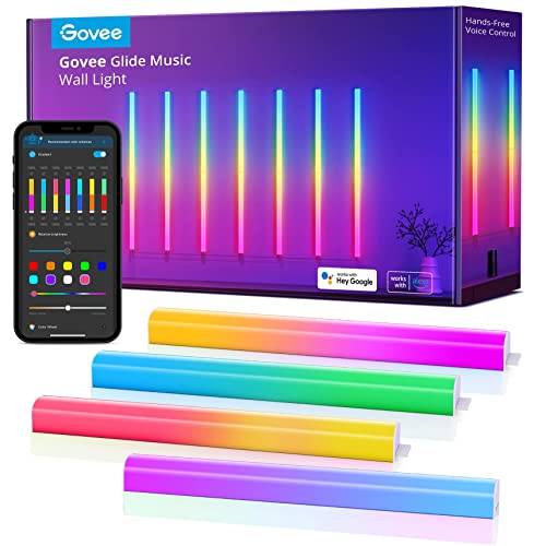 Govee Glide RGBIC Wall Lights, Music Wall Lights Works with Alexa and Google Assistant, Smart LED Light Bars for Bedroom, Living Room, Gaming Room, Party, Music Sync, 7 Panels Set (2 Sections/Panel) - 14 Pcs