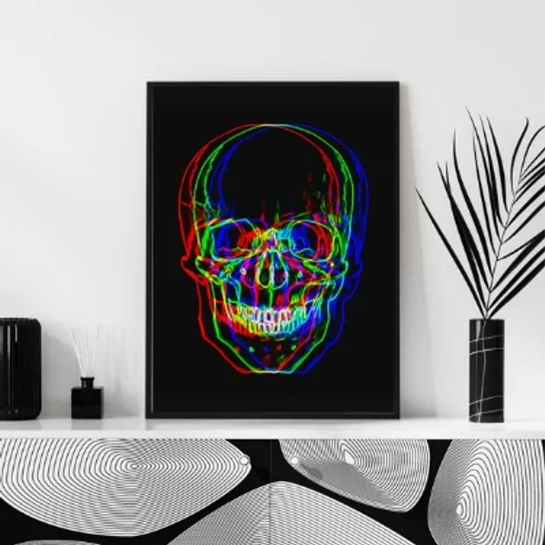 Skull Glitch Wall Art 
